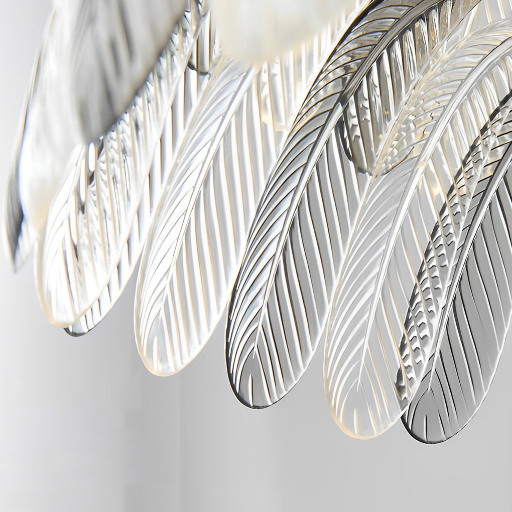 Contemporary White Acrylic Feather Chandelier Light for Living Room