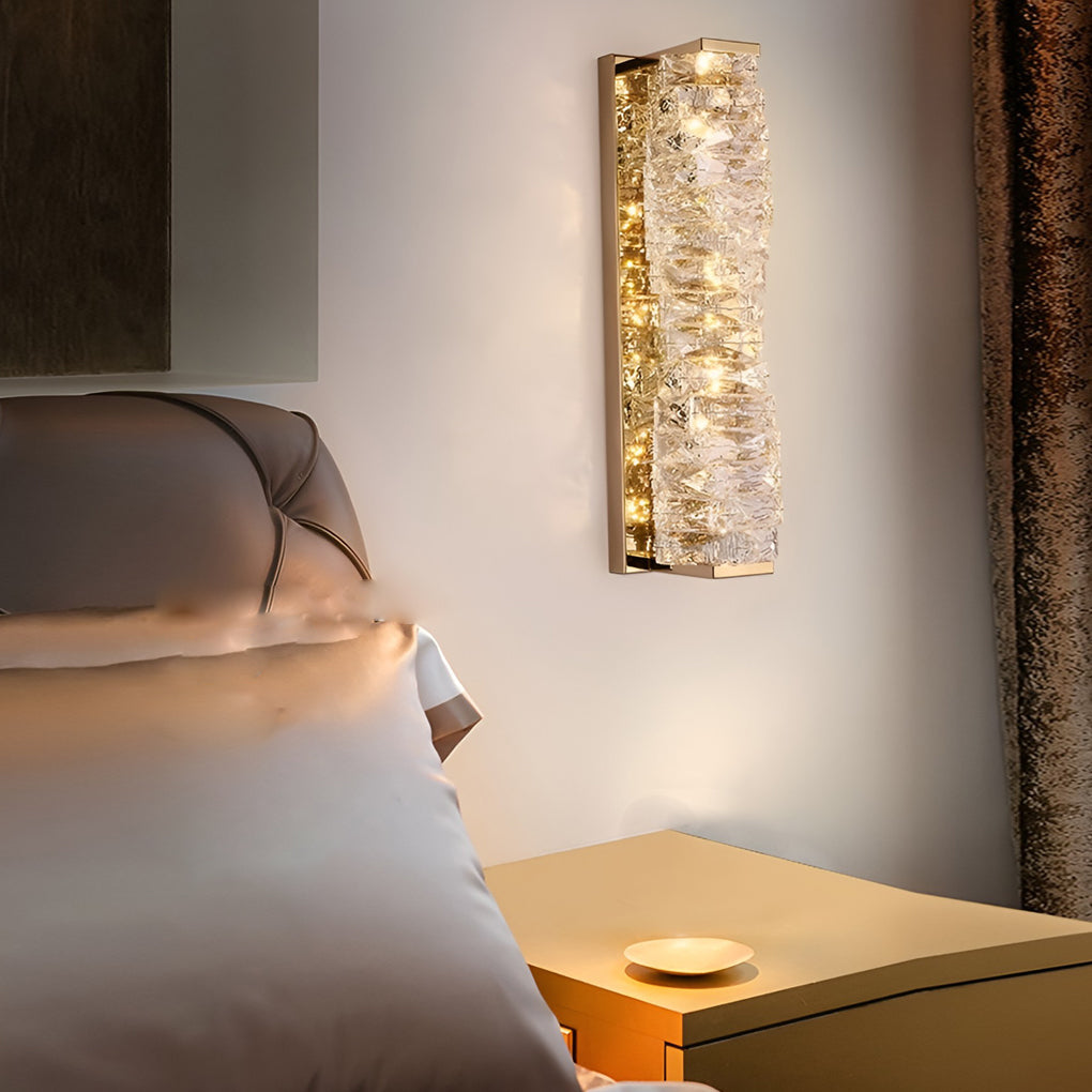 Modern Crystal LED Wall Sconce Light with Three Dimming Levels for Living Room