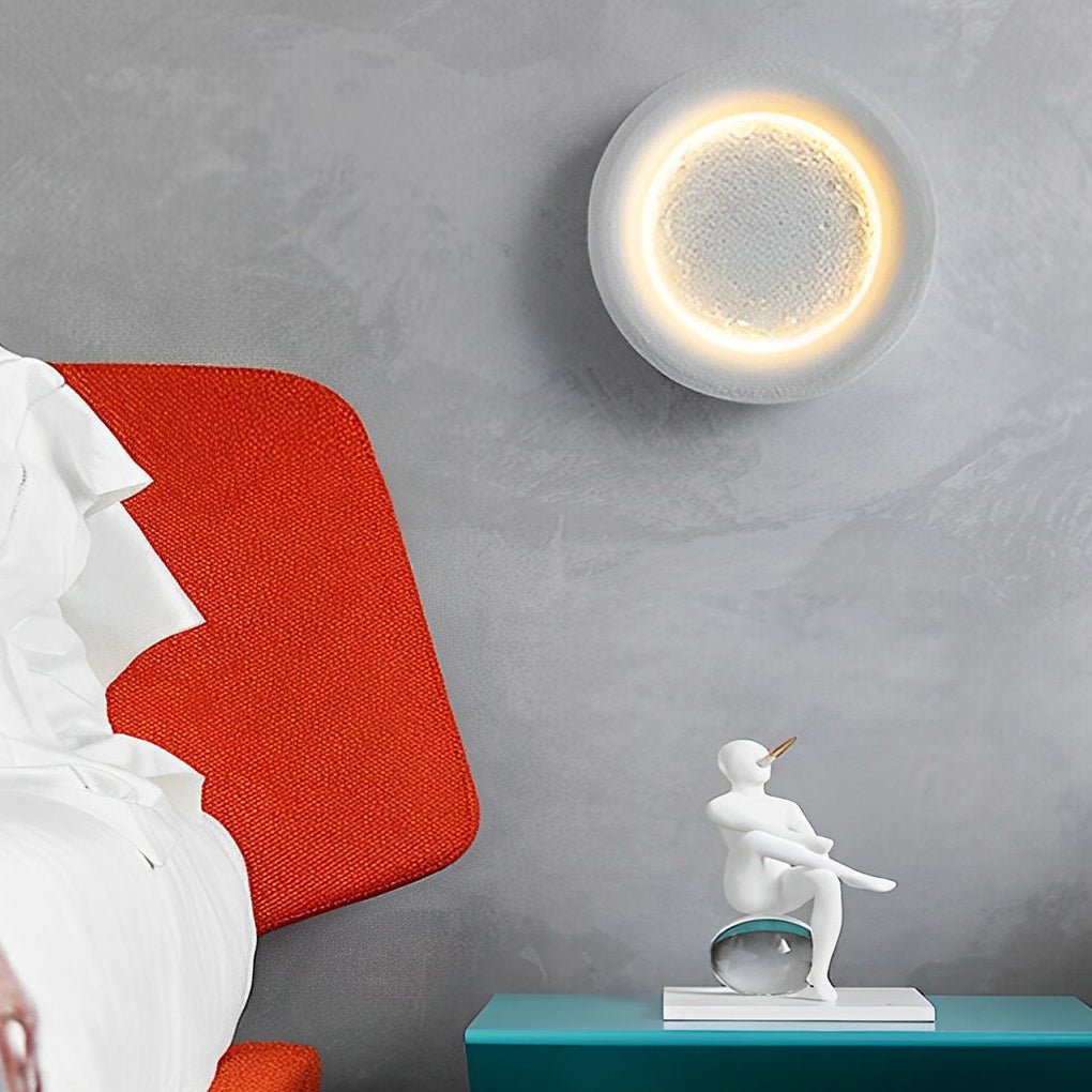 Nordic Round Moon LED Resin Wall Sconce Light for Bedroom Decor