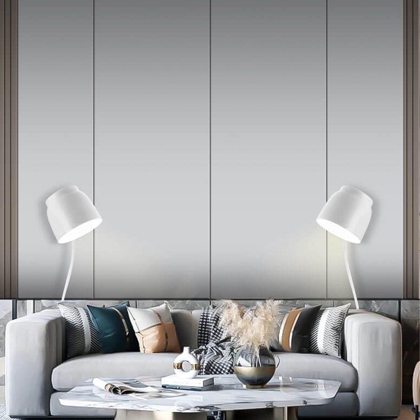 Scandinavian Minimalist Rotatable 1-Light Column Wall Sconce in White