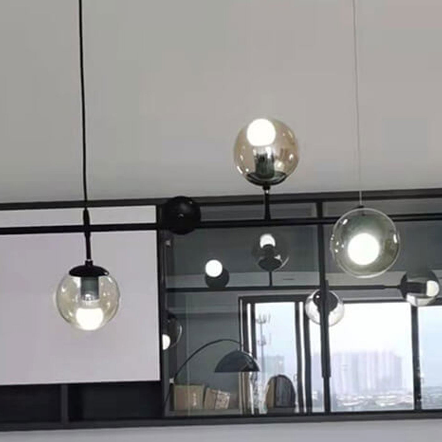 Elegant Modern Minimalist 6-Light Glass Globe Chandelier for Dining Room