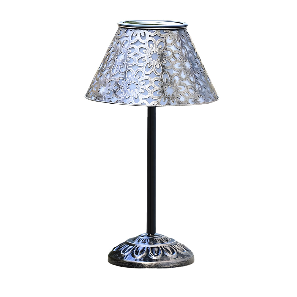 Elegant Silver Metal LED Outdoor Table Lamp – Waterproof & Stylish Accent