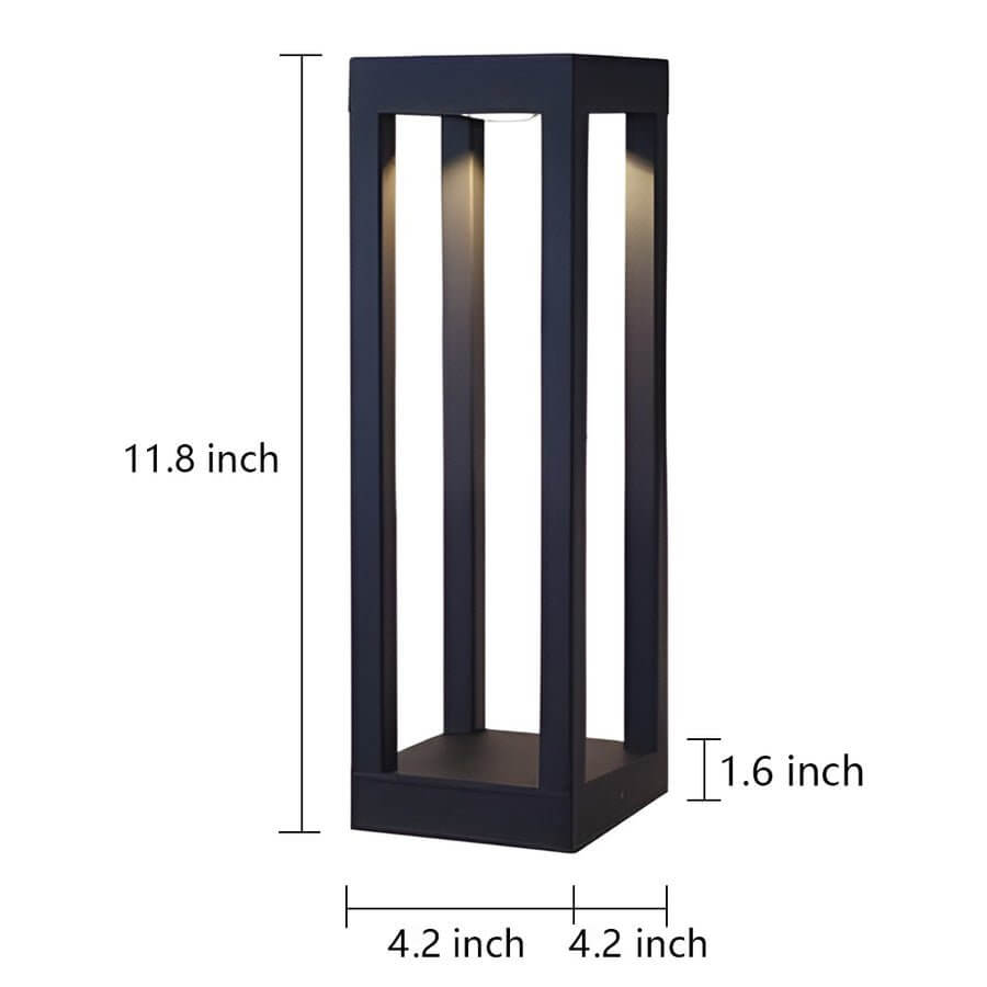 Modern Black Aluminum LED Bollard Light for Outdoor Garden Landscape