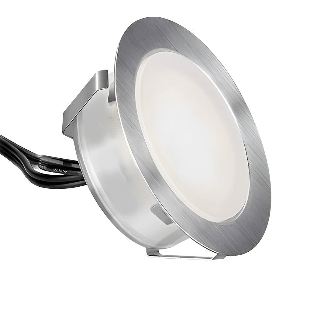 Sleek Outdoor LED Ground Lights - White Stainless Steel Deck Fixtures