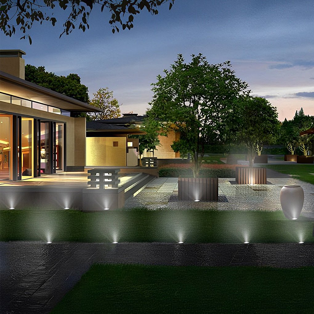 Modern Black Solar-Powered In-Ground LED Well Lights for Outdoor Spaces