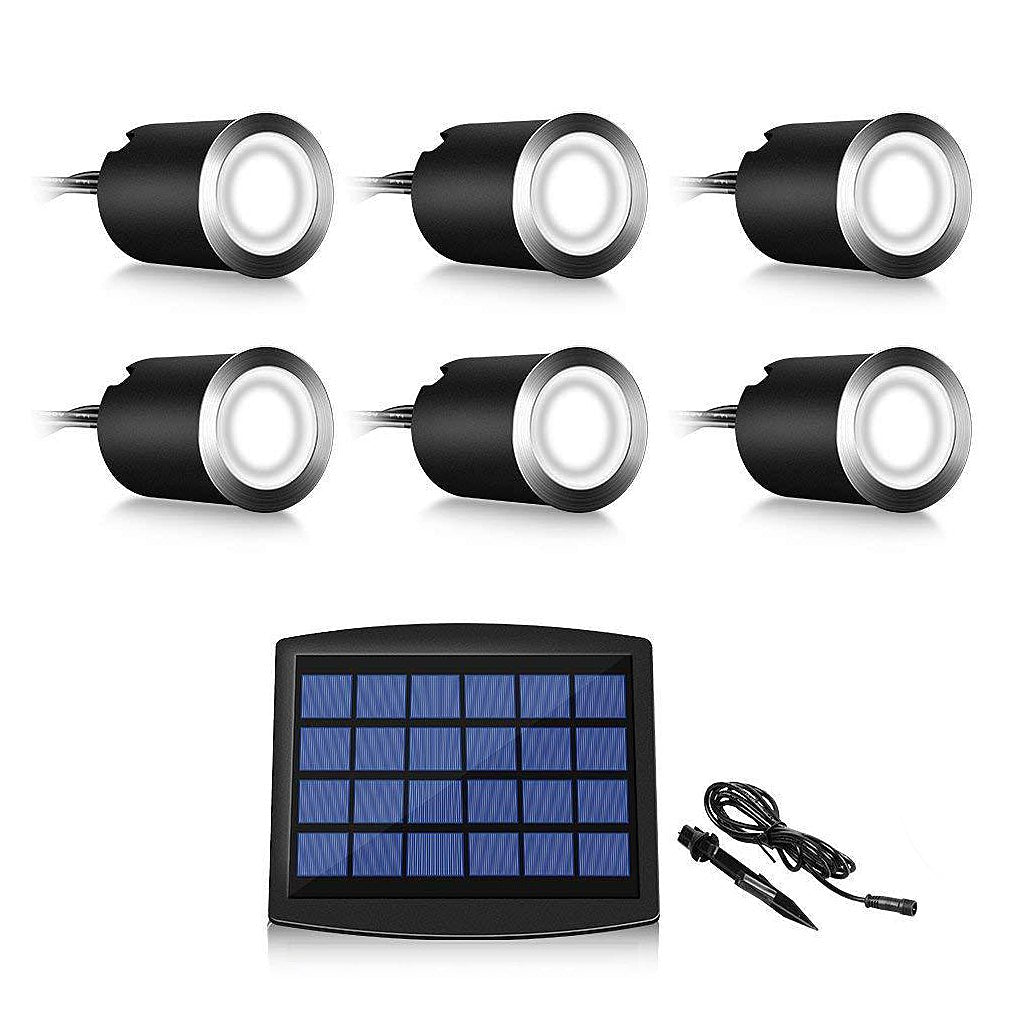Modern Black Solar-Powered In-Ground LED Well Lights for Outdoor Spaces