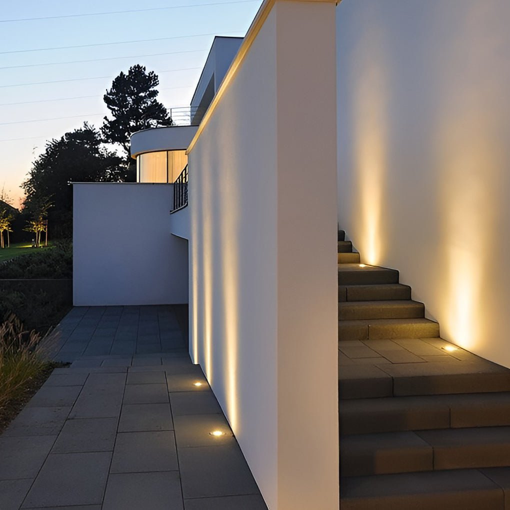 Modern Black Solar-Powered In-Ground LED Well Lights for Outdoor Spaces