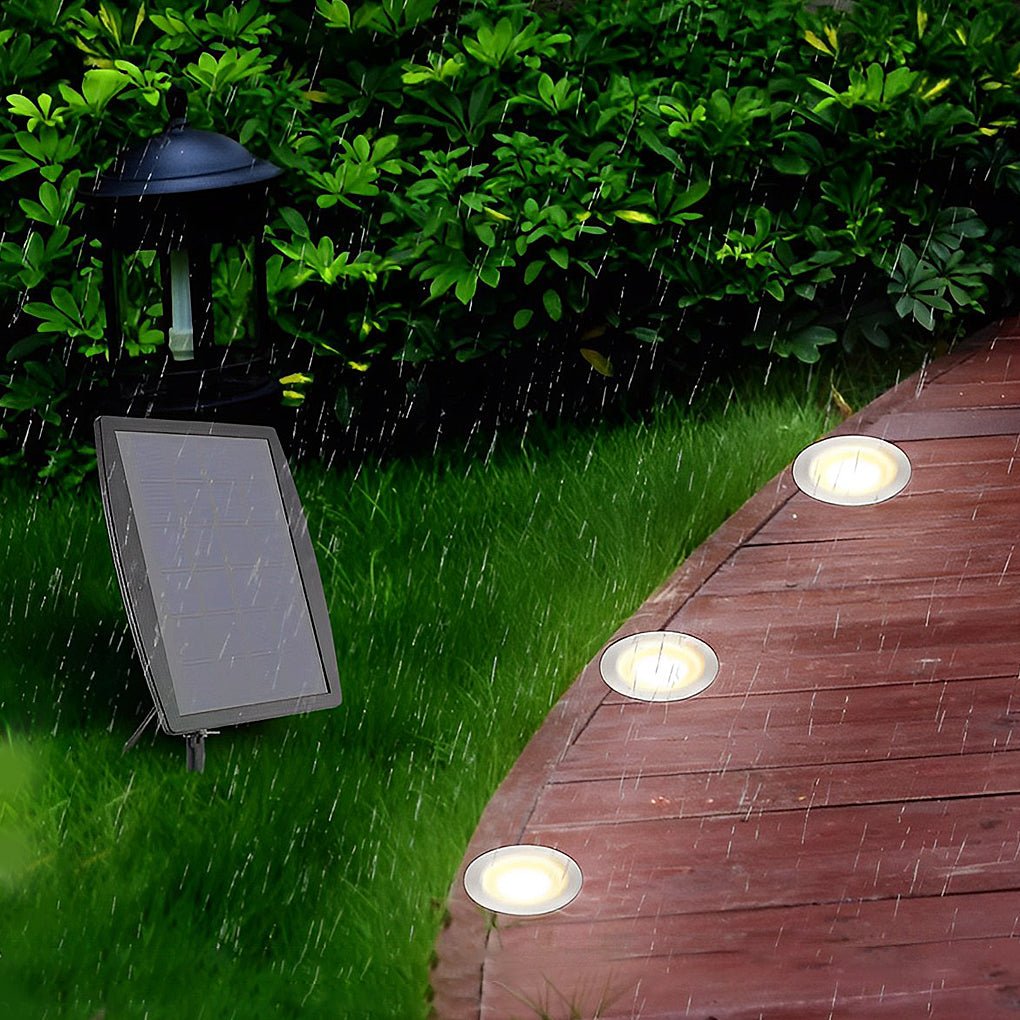 Modern Black Solar-Powered In-Ground LED Well Lights for Outdoor Spaces