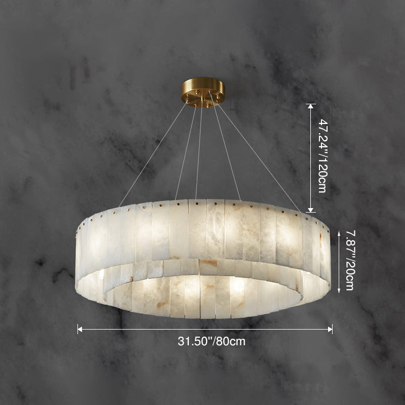 Modern Round Copper Stone Chandelier with 8/12/14 Lights for Living Room