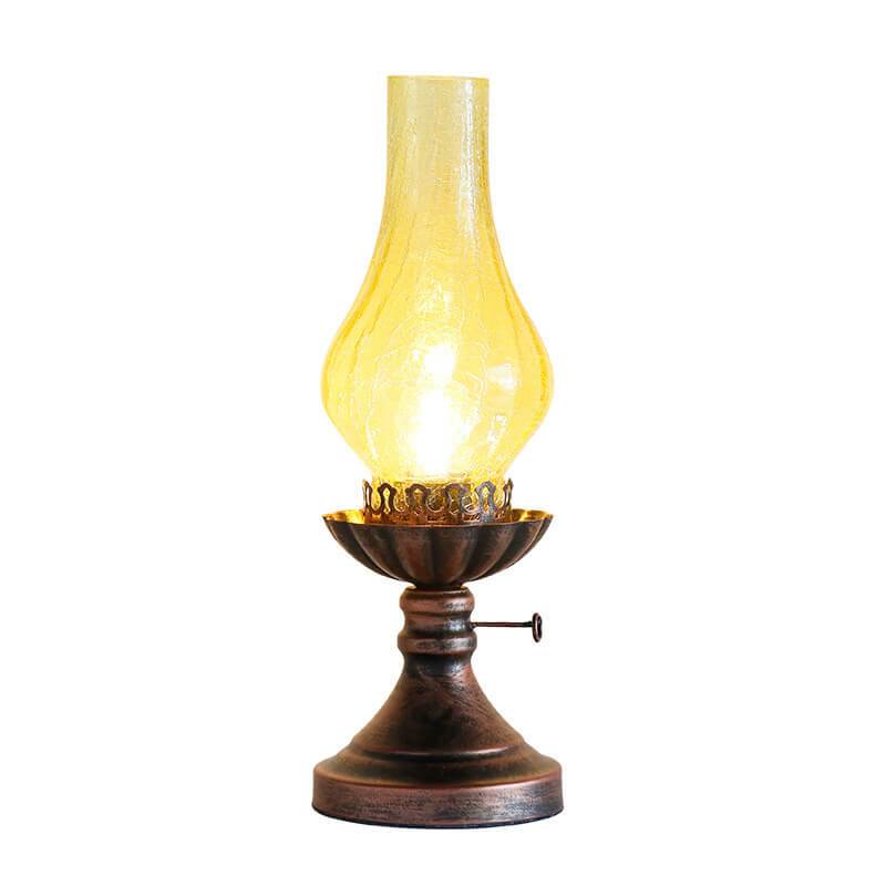 Antique Brass Kerosene Table Lamp - Vintage Light for Home Decor