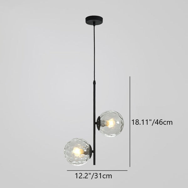 Modern Black Iron and Glass Round Ball Chandelier for Living Room