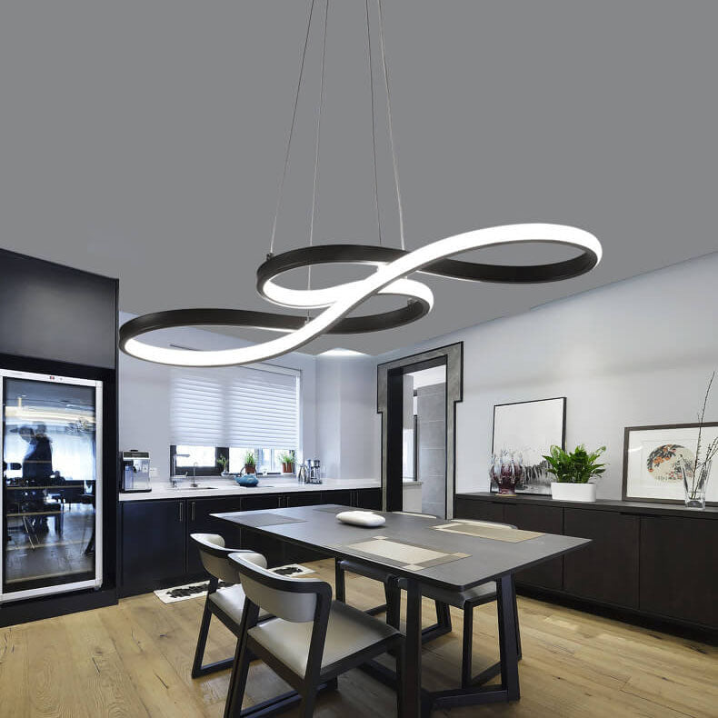 Contemporary Silver Double-Sided Twist LED Chandelier for Living Room