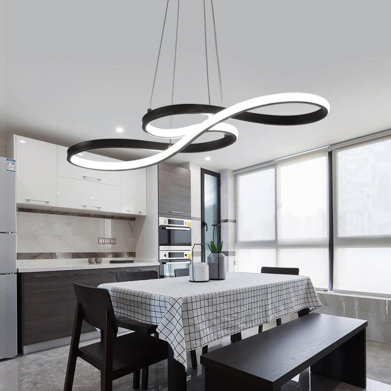 Contemporary Silver Double-Sided Twist LED Chandelier for Living Room