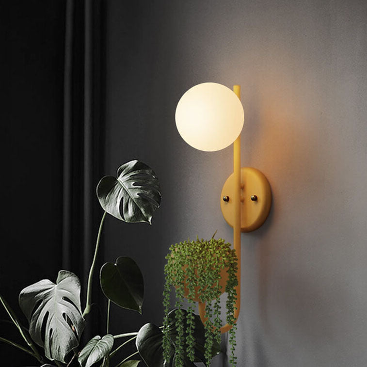 Elegant White Ceramic Sphere Wall Sconce Planter for Home Decor