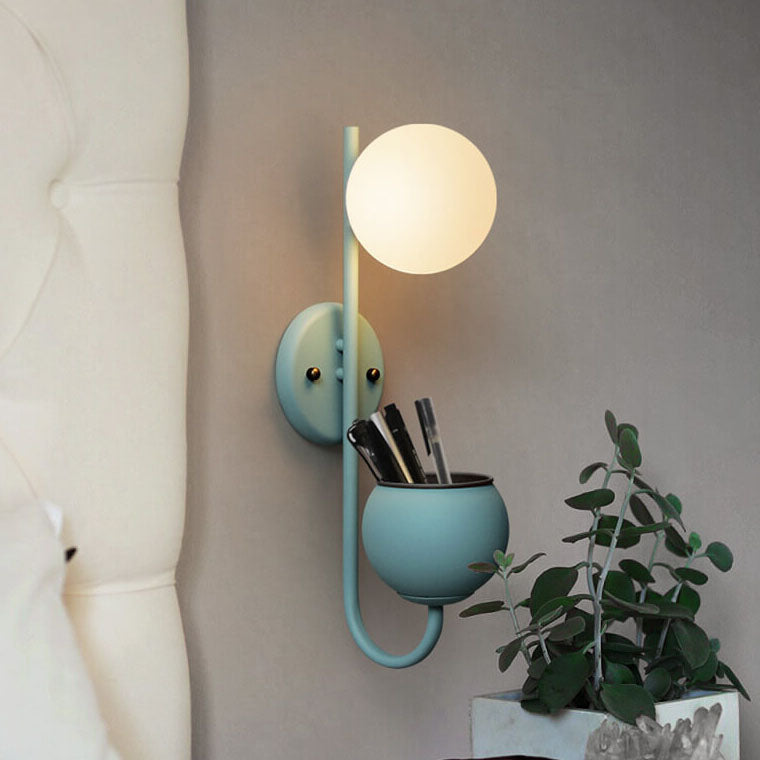Elegant White Ceramic Sphere Wall Sconce Planter for Home Decor