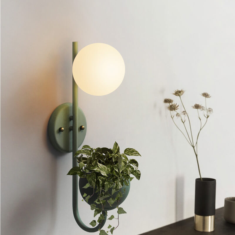 Elegant White Ceramic Sphere Wall Sconce Planter for Home Decor