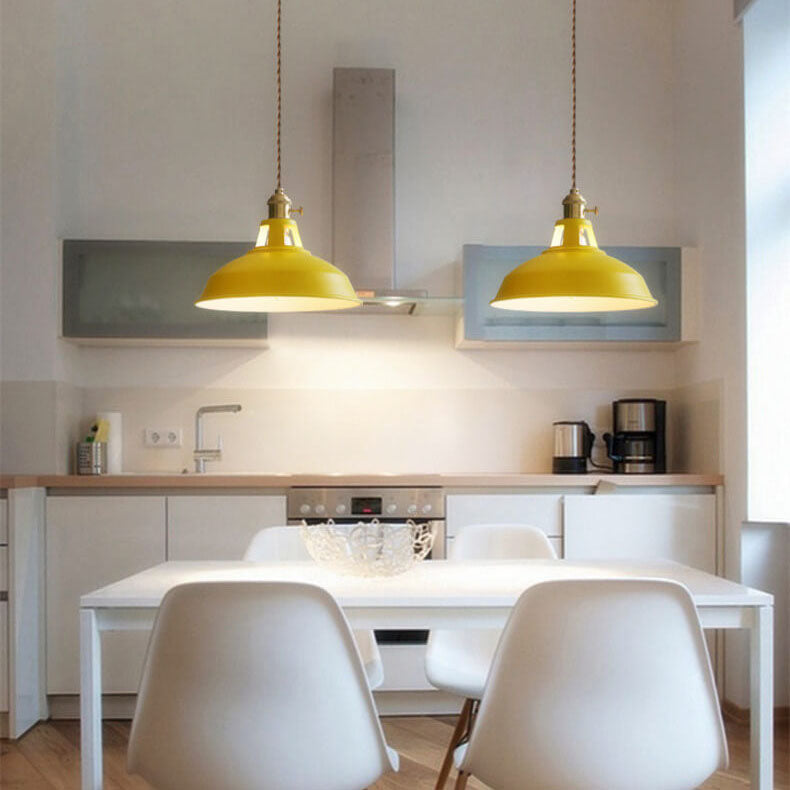 Vibrant Industrial 1-Light Metal Barn Shade Pendant Light for Kitchen