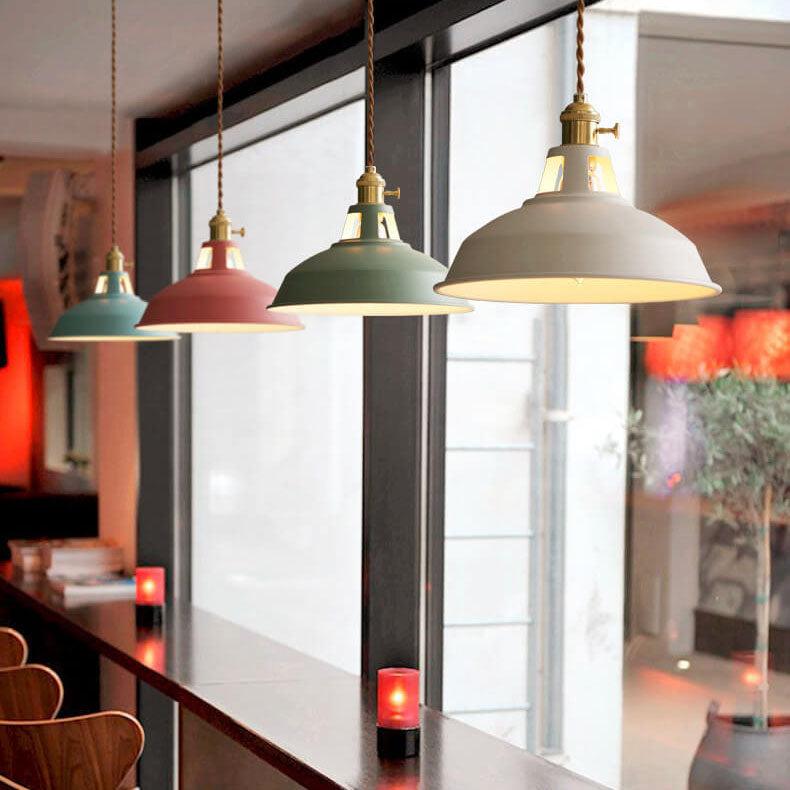 Vibrant Industrial 1-Light Metal Barn Shade Pendant Light for Kitchen