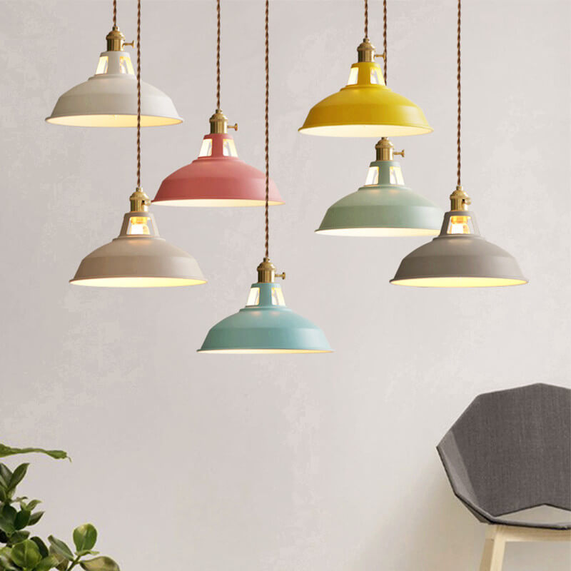Vibrant Industrial 1-Light Metal Barn Shade Pendant Light for Kitchen