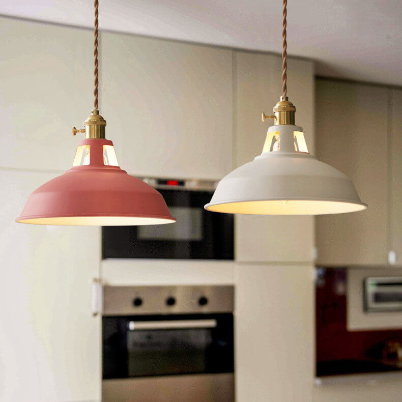 Vibrant Industrial 1-Light Metal Barn Shade Pendant Light for Kitchen