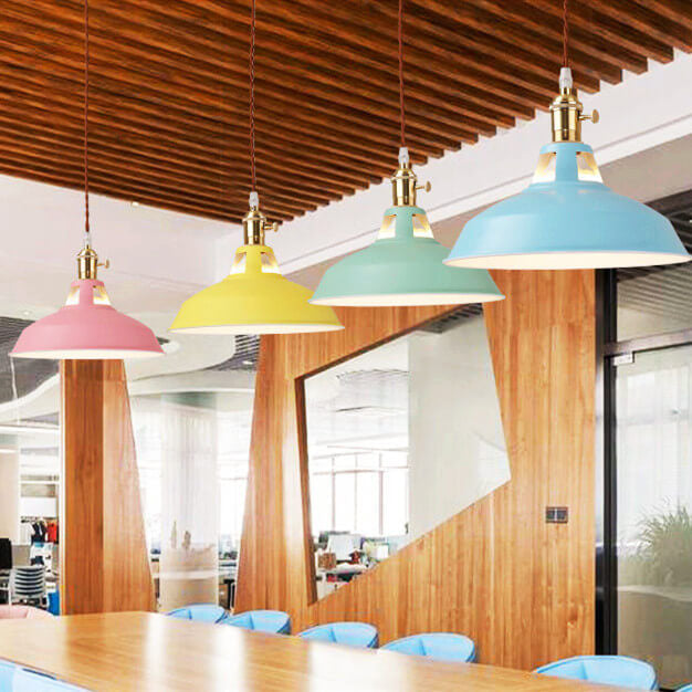 Vibrant Industrial 1-Light Metal Barn Shade Pendant Light for Kitchen