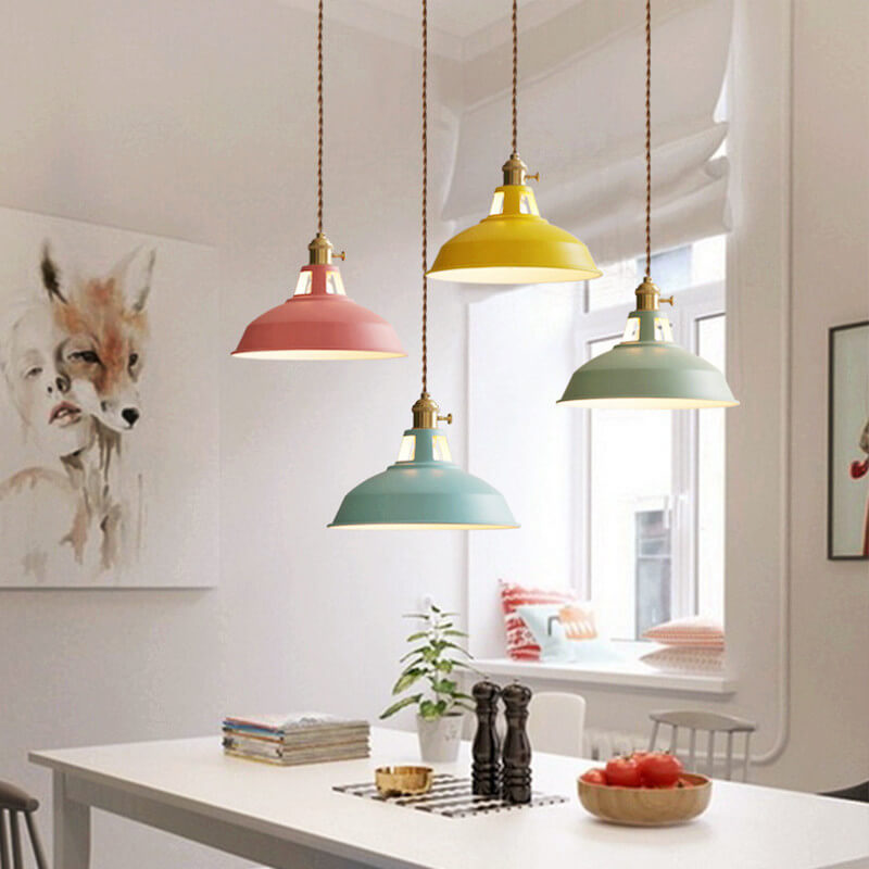 Vibrant Industrial 1-Light Metal Barn Shade Pendant Light for Kitchen