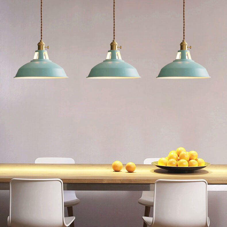 Vibrant Industrial 1-Light Metal Barn Shade Pendant Light for Kitchen
