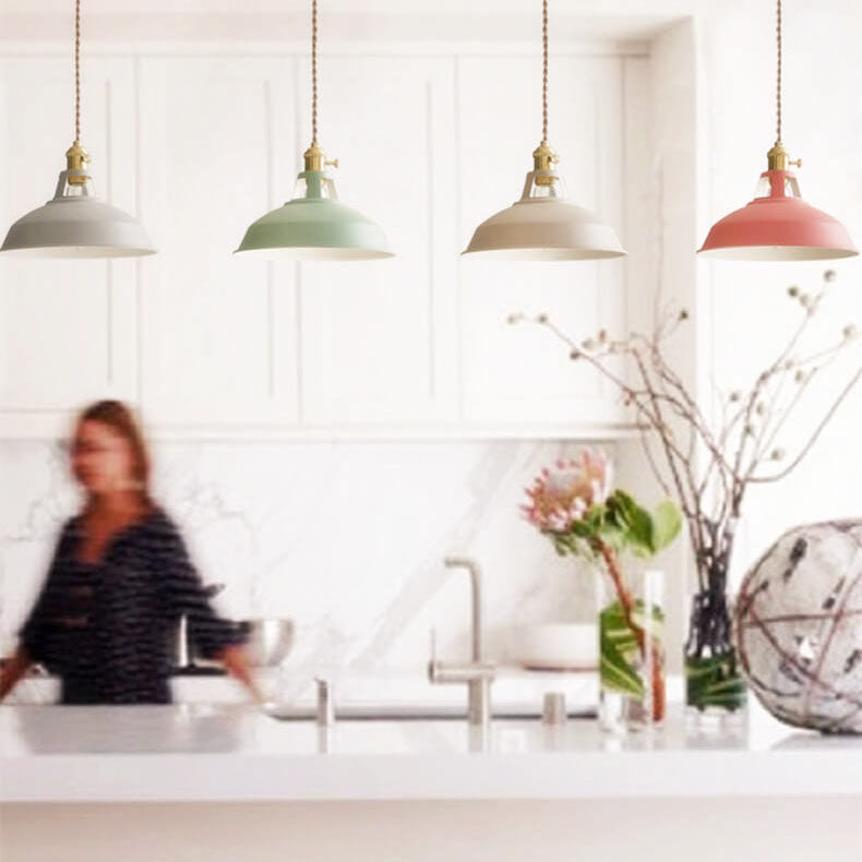 Vibrant Industrial 1-Light Metal Barn Shade Pendant Light for Kitchen