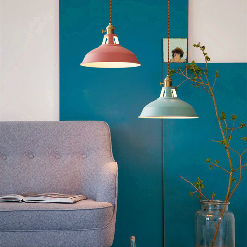 Vibrant Industrial 1-Light Metal Barn Shade Pendant Light for Kitchen
