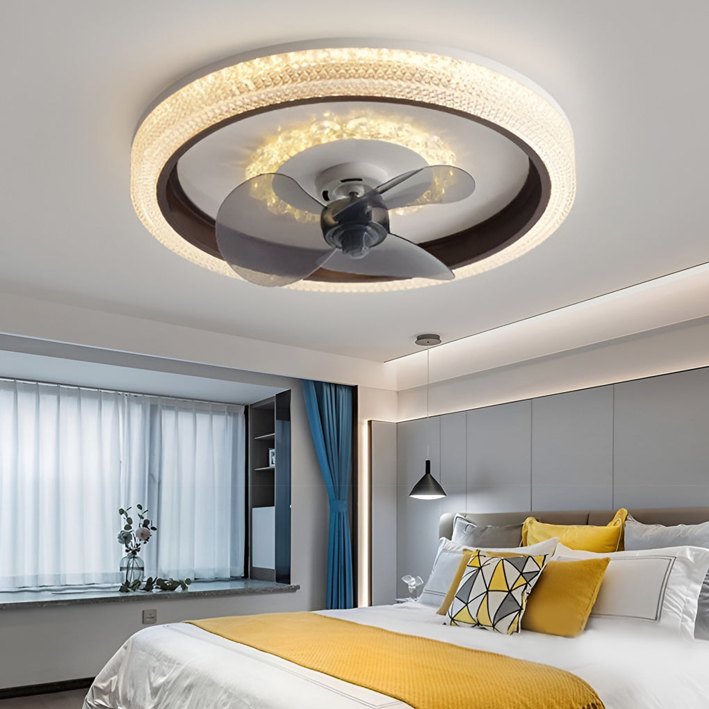 Muted Round 360° Rotatable LED Ceiling Fan Light for Modern Spaces