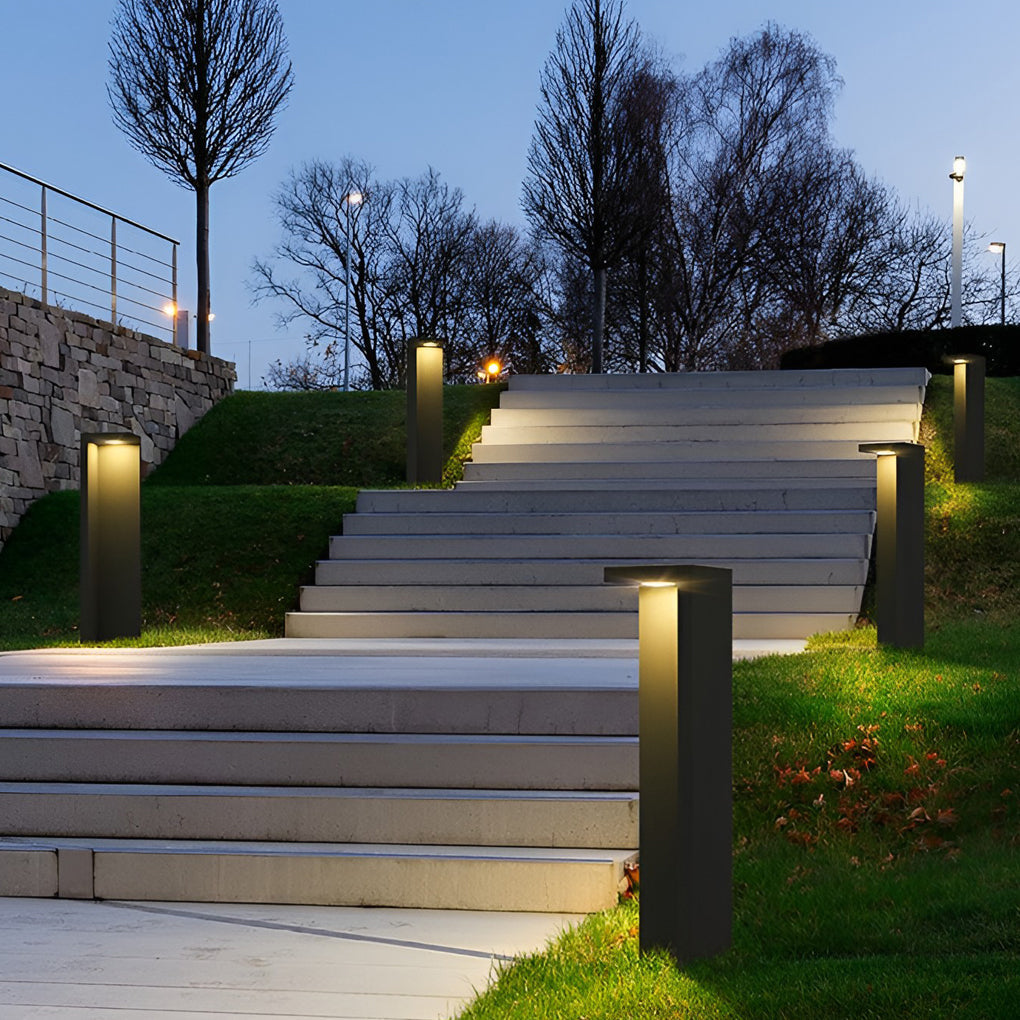 Modern Gray LED Half-Cut Rectangular Outdoor Path Light - IP54 Waterproof