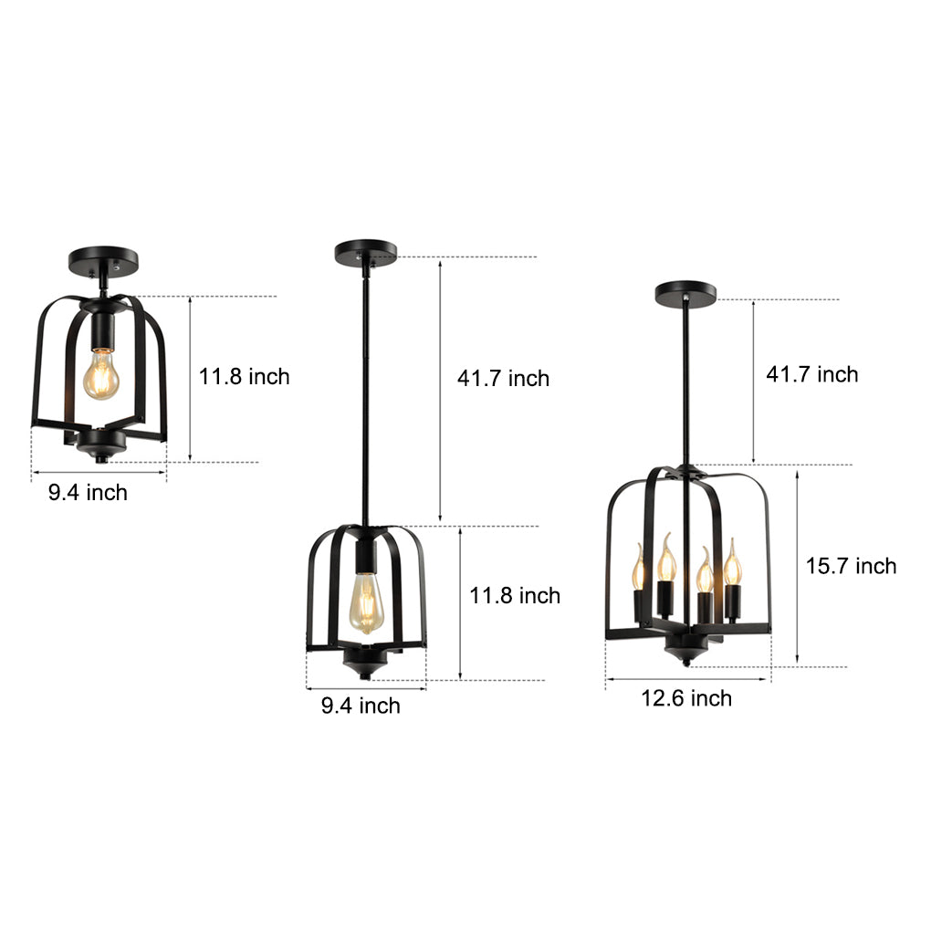 Rustic Iron Cage Chandelier Light Fixture for Country-Style Home Decor