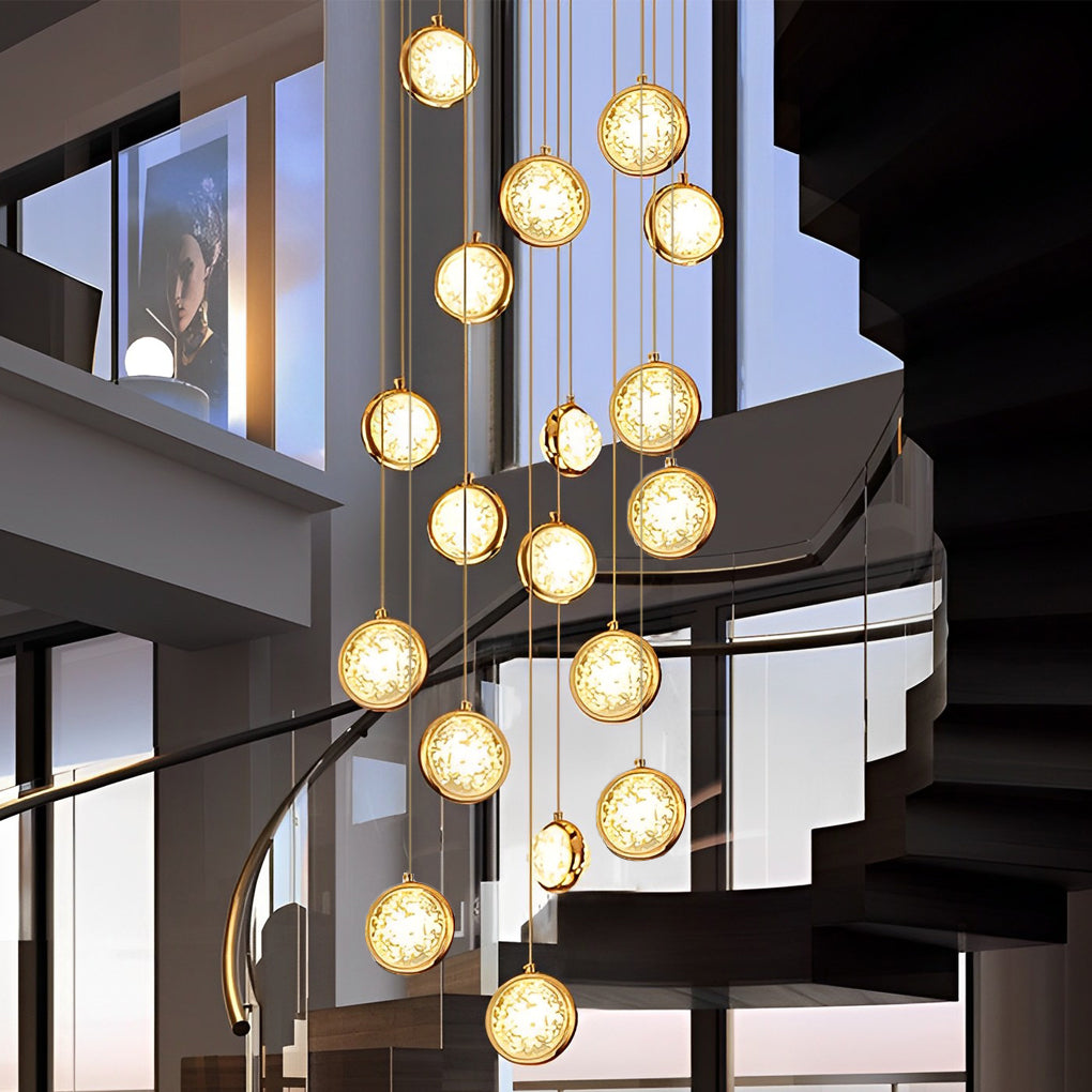 Adjustable Modern Crystal Cluster Chandelier for Luxury Staircase Lighting