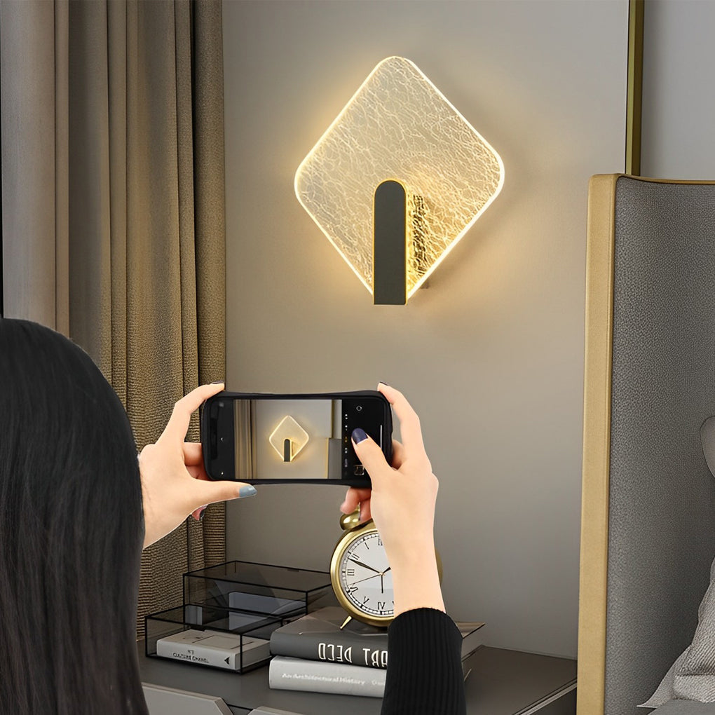Sleek White Round Square LED Wall Lamp for Bedroom & Living Room Decor