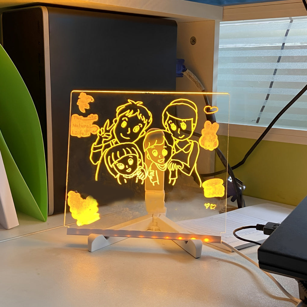 Colorful LED Acrylic Writable Message Board Table Lamp for Bedroom Decor