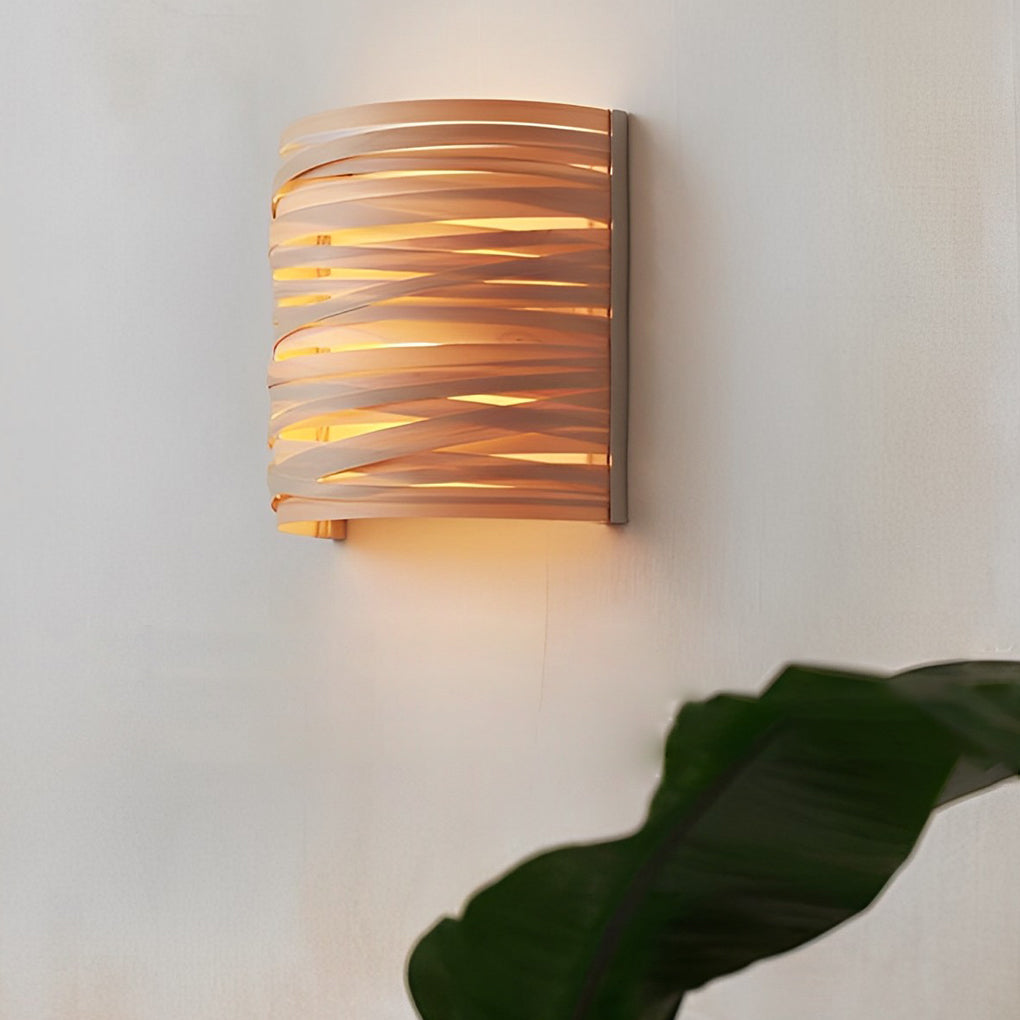 Handmade Semi-Cylindrical Wooden Wall Lamp for Modern Home Decor