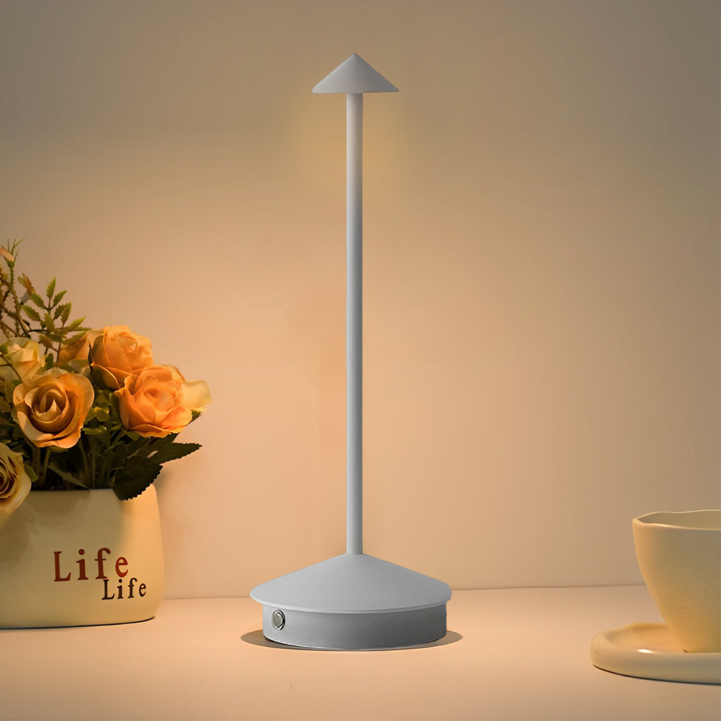 Dimmable Mini Triangle LED Table Lamp in Sleek White for Modern Décor