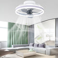 Modern White Round LED Ceiling Fan Light with 360° Rotation for Living Room