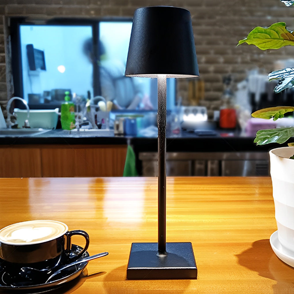 Stylish Aluminum Portable Rechargeable Touch-Control Table Lamp - Grey