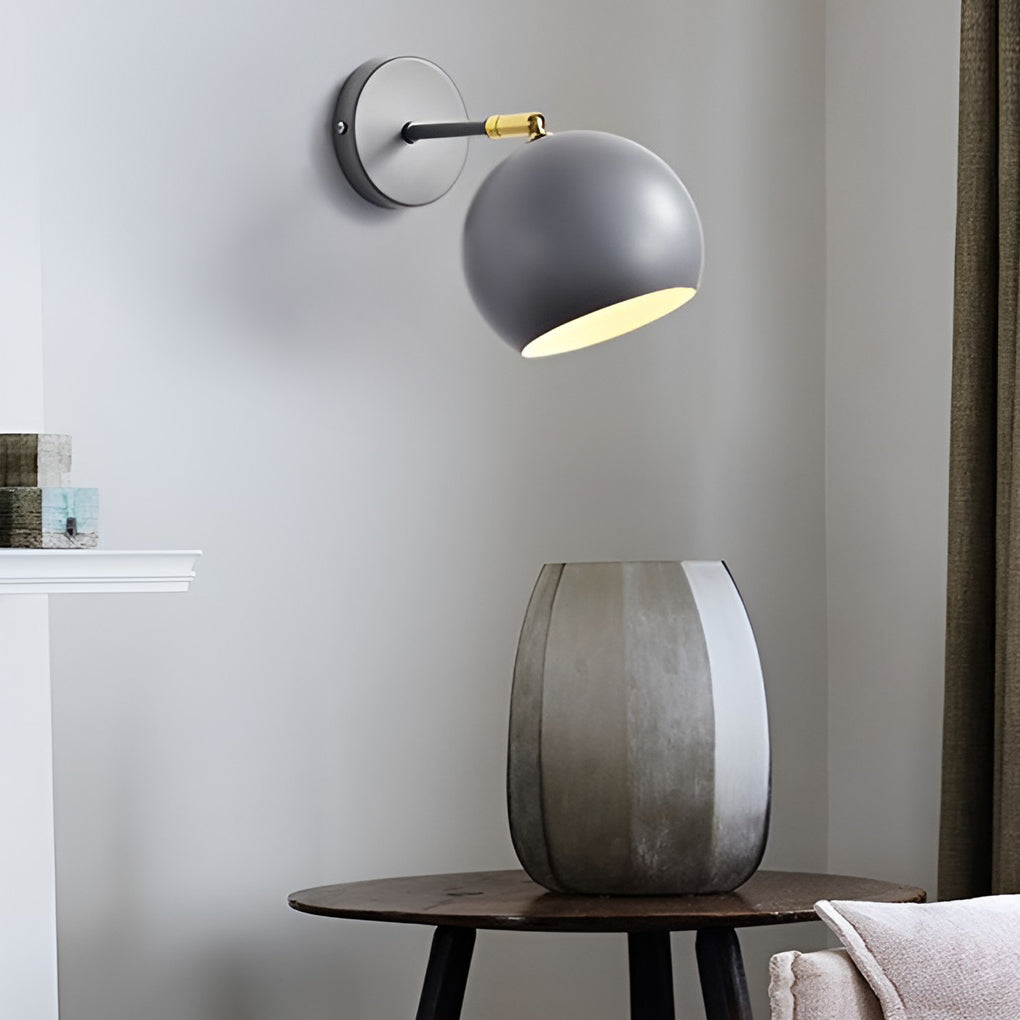 Adjustable White Hemispherical Nordic Wall Sconce Lamp for Modern Interiors