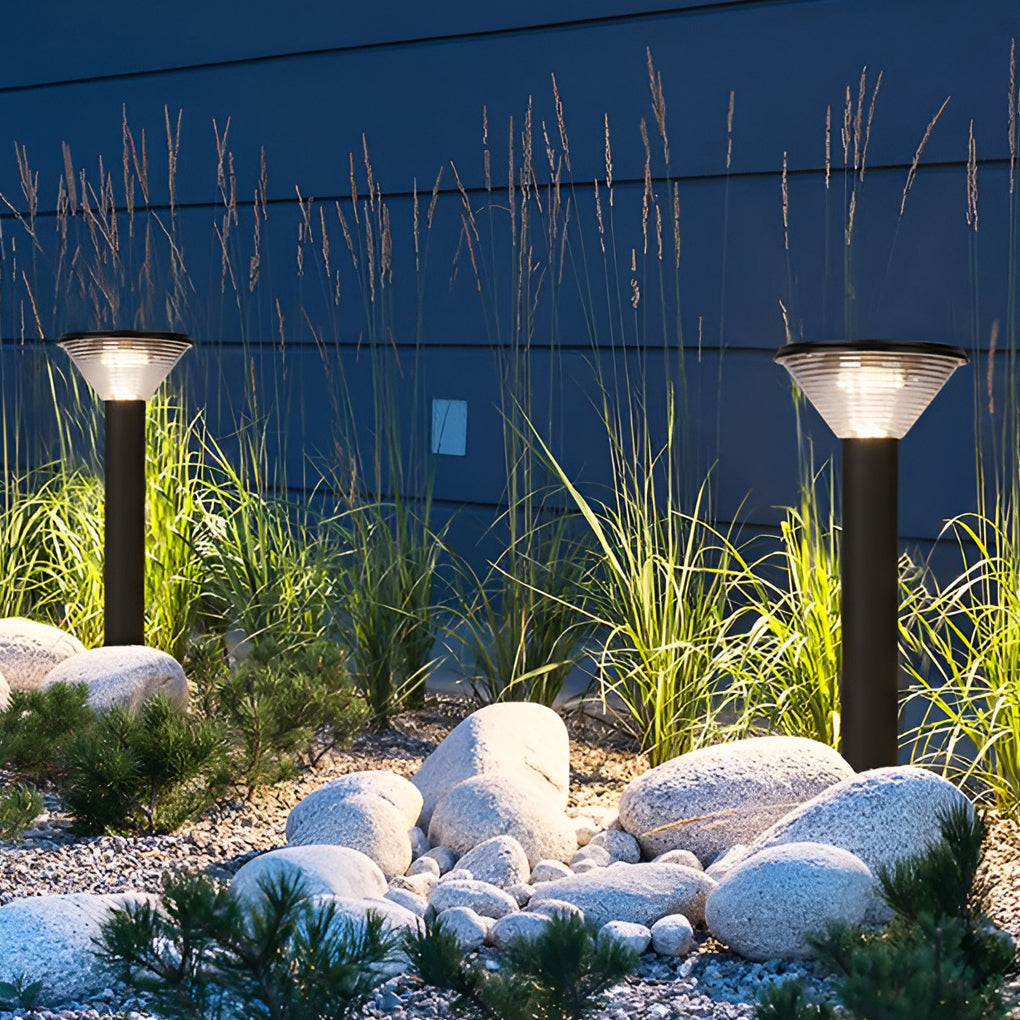 Sleek Black Cylindrical Solar LED Pathway Light for Outdoor Gardens