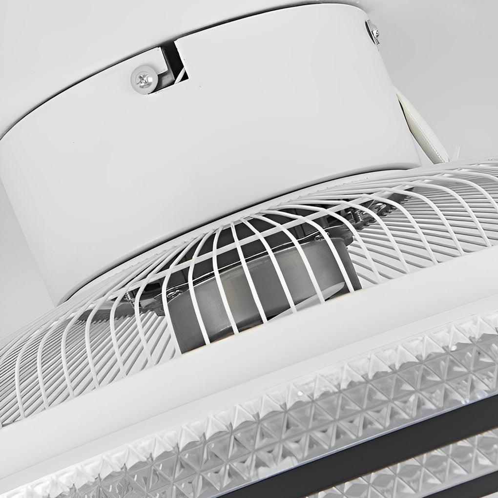 Smart Bladeless Ceiling Fan with LED Light - Modern White Design for Living Room
