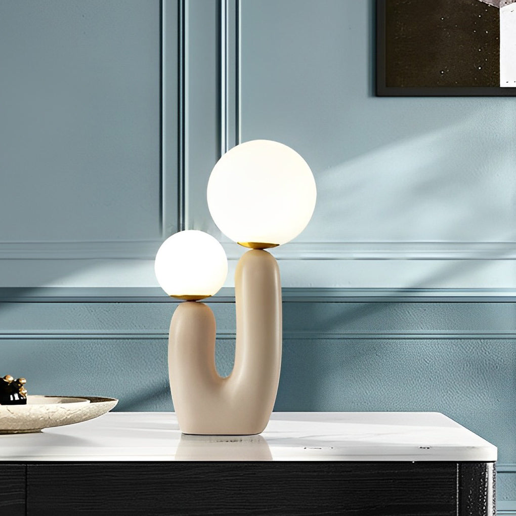 Beige Cactus LED Table Lamp – Modern Accent Lighting for Living Room