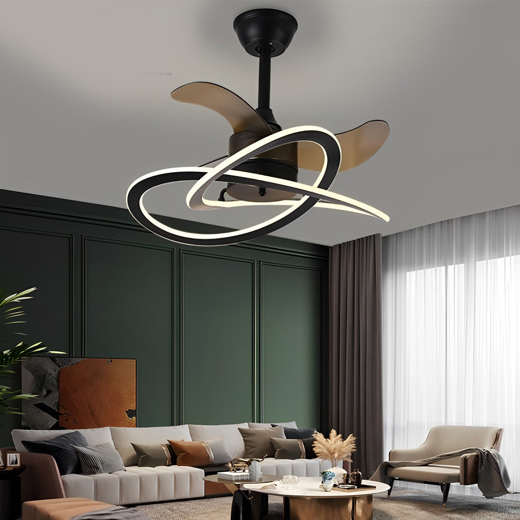 Nordic Bladeless Ceiling Fan with Flower LED Light for Modern Rooms
