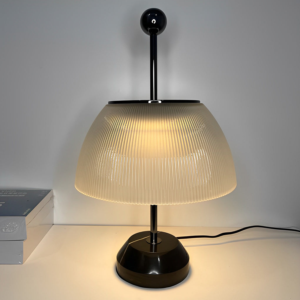 Elegant Ribbed Glass Bowl & Metal Table Lamps for Italian-Style Decor