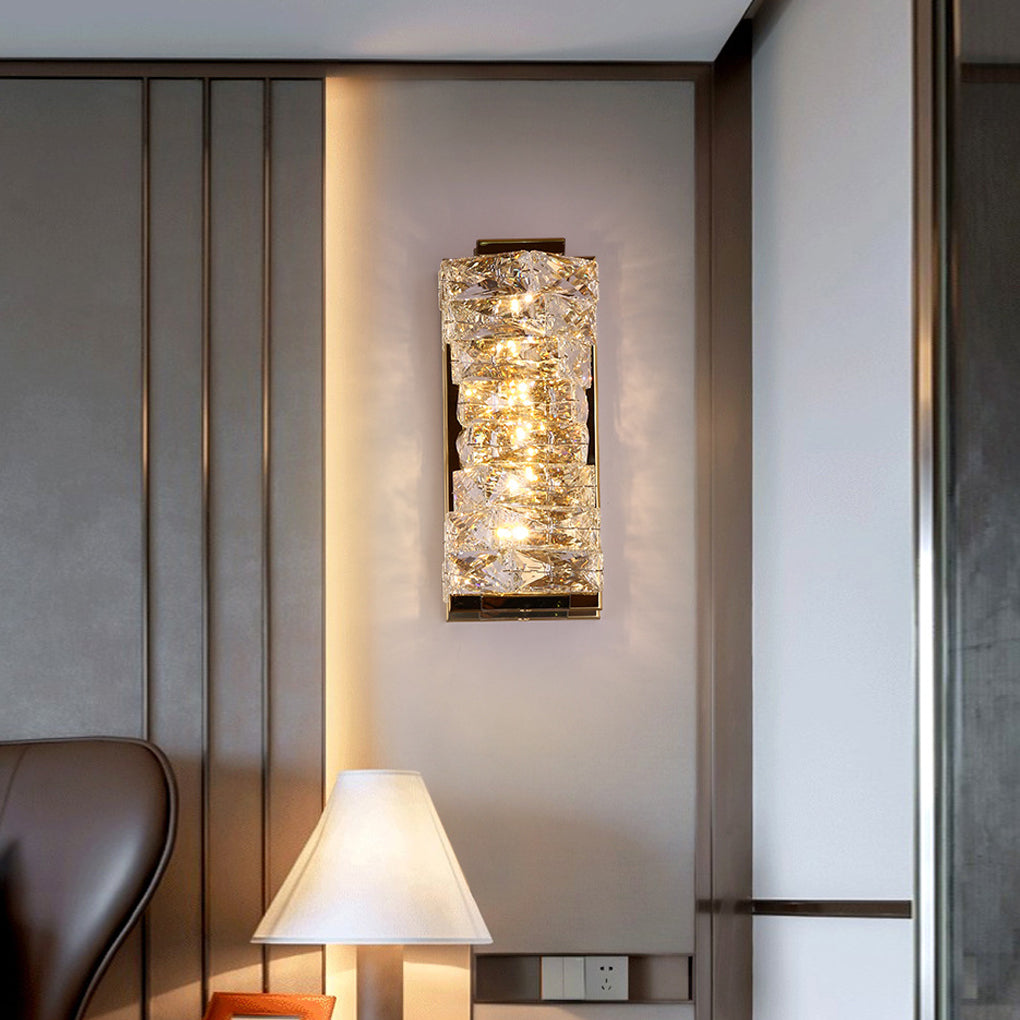 Modern Crystal LED Wall Sconce Light with Three Dimming Levels for Living Room