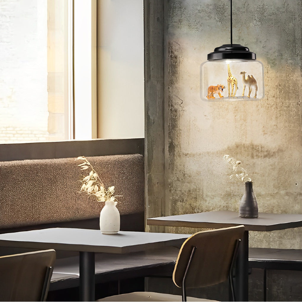 Contemporary Black Glass Jar LED Pendant Light for Modern Home Decor
