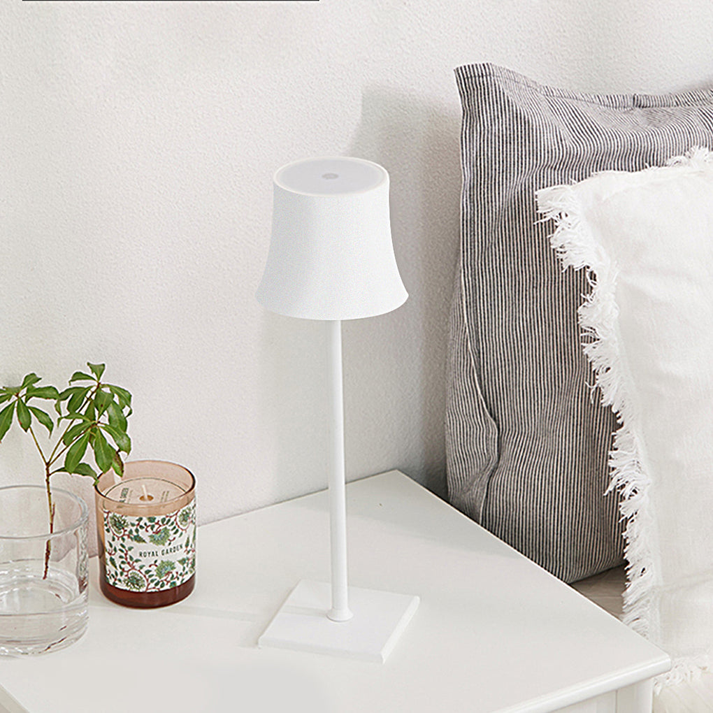 15-Inch Cordless Modern Black and White Metal Table Lamp for Home Decor