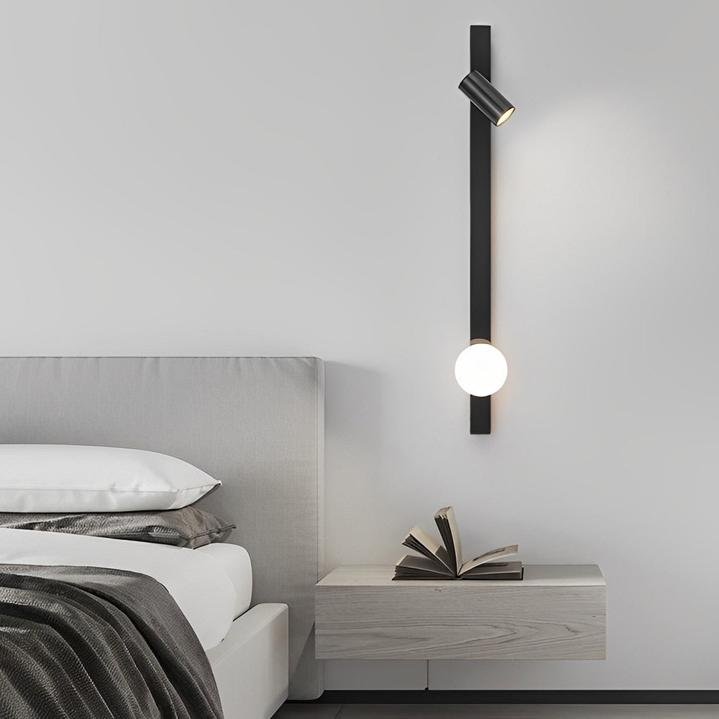 Modern Black and Gold LED Linear Wall Lamp with Dimmable Spotlight for Living Room