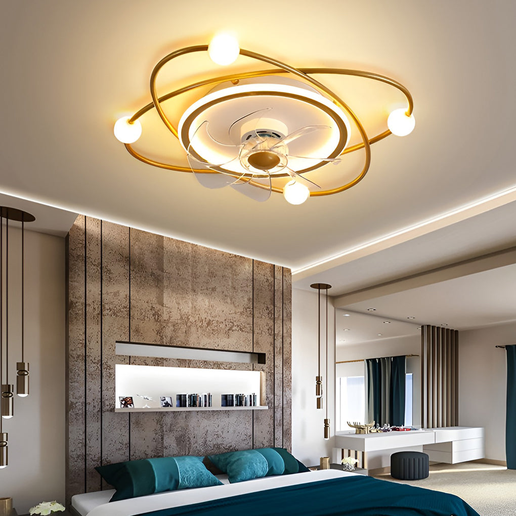 Nordic Style Dimmable LED Ceiling Fan Light in Elegant White Finish